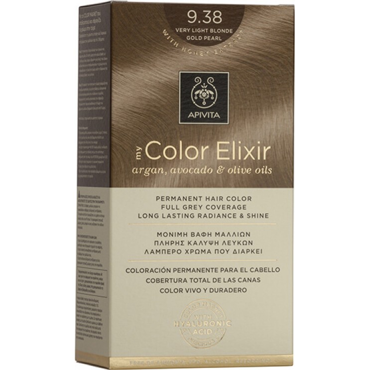 Apivita My Color Elixir 9.38 Very Light Blonde Gold Pearl | Μόνιμη Βαφή Μαλλιών 9.38 Ξανθό Πολύ Ανοιχτό Μελί Περλέ