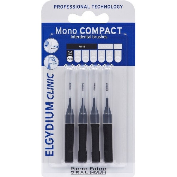 Elgydium Clinic Mono Compact 0.35mm 4τμχ | Μεσοδόντια Βουρτσάκια Μαύρο
