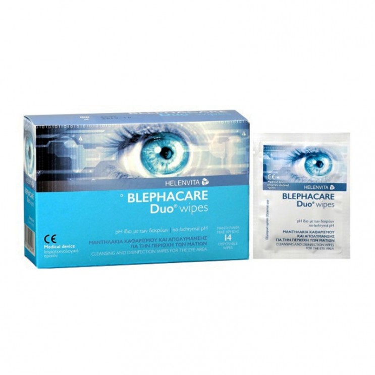 Helenvita BlephaCare Duo Wipes 14τμχ |Μαντηλάκια Καθαρισμού & Απολύμανσης για τα Μάτια   ΓΙΑ ΤΑ ΜΑΤΙΑ