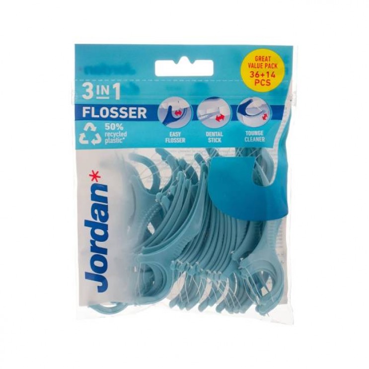 Jordan 3 in 1 Flossers 36+14pcs | Οδοντικό Νήμα 36τμχ + 14 Δώρο ΣΤΟΜΑΤΙΚΗ ΥΓΙΕΙΝΗ