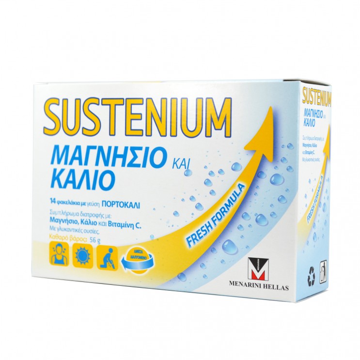 Sustenium Μαγνήσιο & Κάλιο με γεύση Πορτοκάλι 14 φακελάκια ΒΙΤΑΜΙΝΕΣ