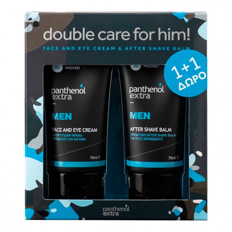 Medisei Panthenol Extra Men Face & Eye Cream 75ml & After Shave Balm 75ml (1+1 Δώρο) | Πακέτο Αντρικής Περιποίησης για Ενυδάτωση Προσώπου και Ματιών & Ενυδατικό After Shave  Balm ΠΡΟΙΟΝΤΑ ΞΥΡΙΣΜΑΤΟΣ