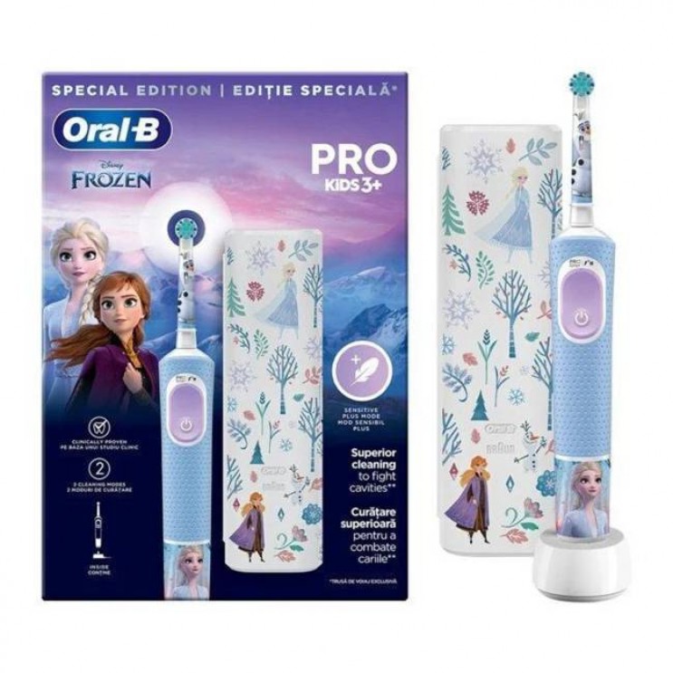 Oral-B Kids 3+ Frozen Pro 1τμχ | Παιδική Ηλεκτρική Οδοντόβουρτσα για παιδιά 3+ & Θήκη Ταξιδιού   ΣΤΟΜΑΤΙΚΗ ΥΓΙΕΙΝΗ
