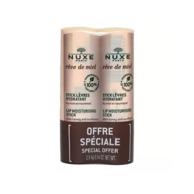 Nuxe Rêve de Miel Lip Moisturizing Stick 2 x 4g | Ενυδατικό Lipstick για Ξηρά - Σκασμένα Χείλη  ΦΡΟΝΤΙΔΑ ΠΡΟΣΩΠΟΥ