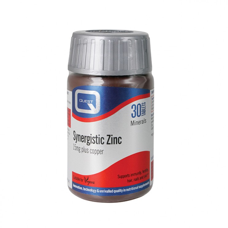 Quest Synergistic Zinc 15mg with Copper 30tabs | Συμπλήρωμα Διατροφής με Ψευδάργυρο και Χαλκό