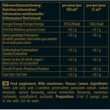 Inkospor L-CARNITINE 1000ml Γευση Λεμόνι  
