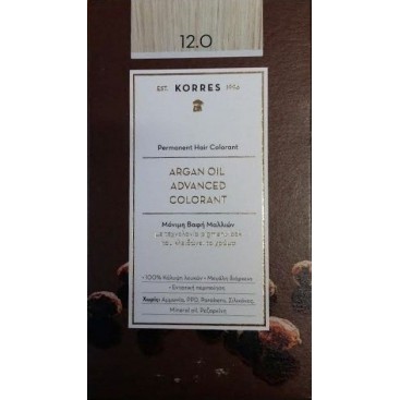 Korres Μόνιμη Βαφή Μαλλιών Argan Oil 12.0 (ΞΑΝΘΟ)
