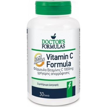 Doctor's Formulas Vitamin C Formula Fast Action Συμπλήρωμα Διατροφής Βιταμίνης C 1000mg Γρήγορης Απορρόφησης, 30 δισκία