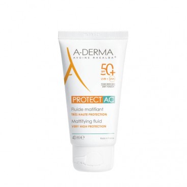 A-Derma Protect AC Fluide Matifiant 40ml | Λεπτόρρευστη Αντηλιακή Κρέμα Προσώπου για Ματ Αποτέλεσμα SPF 50+