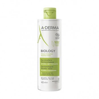 A-Derma Biology Eau Demaquillante 400ml|Νερό Καθαρισμού & Ντεμακιγιάζ με Μικύλλια για Πρόσωπο & Μάτια