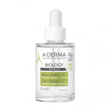 A-Derma Biology Hyalu Serum 3in1 30ml |Βιολογικός Ενυδατικός Ορός 3 σε 1, με Υαλουρονικό Οξύ για Πρόσωπο & Λαιμό