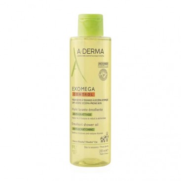 A-Derma Exomega Control Huile Lavante Emolliente 200ml | Έλαιο Καθαρισμού για Ξηρό Δέρμα με Τάση Ατοπικού Εκζέματος