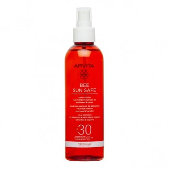 Apivita Bee Sun Safe Satin Touch Tan Perfecting Body Oil SPF30 200ml | Λάδι Σώματος για Μαύρισμα με Ηλίανθο και Καρότο