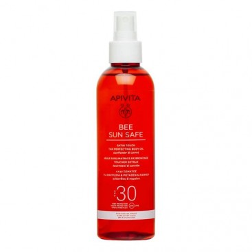 Apivita Bee Sun Safe Satin Touch Tan Perfecting Body Oil SPF30 200ml | Λάδι Σώματος για Μαύρισμα με Ηλίανθο και Καρότο