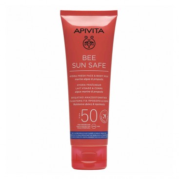 Apivita Bee Sun Safe Hydra Fresh Face & Body Milk SPF50 100ml | Ενυδατικό Αντηλιακό Γαλάκτωμα για Πρόσωπο & Σώμα 