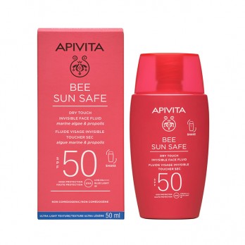 Apivita Bee Sun Safe Dry Touch Invisible Face Fluid SPF50 50ml |  Αντιηλιακή Λεπτόρρευστη Κρέμα Προσώπου Υψηλής Προστασίας