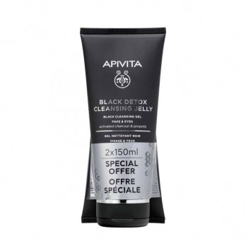 Apivita Black Detox Cleansing Jelly Special Offer 2x150ml | Μαύρο Gel Καθαρισμού για Πρόσωπο & Μάτια 