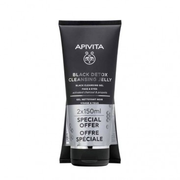 Apivita Black Detox Cleansing Jelly Special Offer 2x150ml | Μαύρο Gel Καθαρισμού για Πρόσωπο & Μάτια 