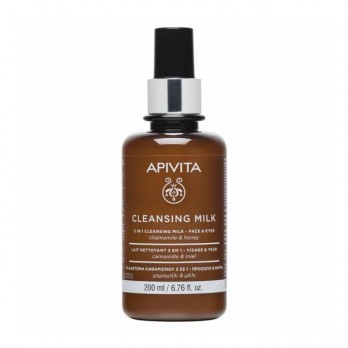 Apivita Milky Cleanser 3 in 1 200ml | Γαλάκτωμα Καθαρισμού 3 σε 1 για Πρόσωπο & Μάτια με Μέλι & Χαμομήλι 