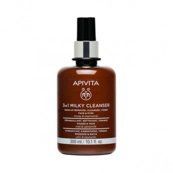 Apivita Milky Cleanser 3 in 1 300ml | Γαλάκτωμα Καθαρισμού 3 σε 1 για Πρόσωπο & Μάτια με Μέλι & Χαμομήλι 