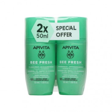 Apivita Bee Fresh Deodorant Special Price 2x50ml | 24Ωρο Αποσμητικό με Πρόπολη & Προβιοτικά 