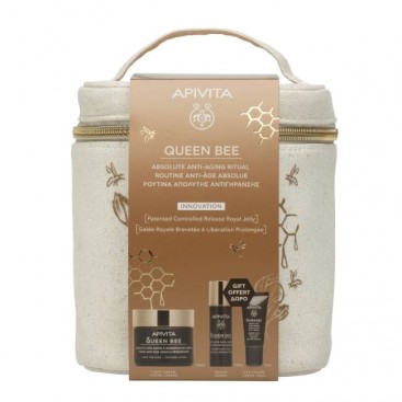 Apivita Queen Bee Absolute Anti Aging & Regenerating Cream Light Texture Κρέμα Απόλυτης Αντιγήρανσης & Αναγέννησης Ελαφριάς Υφής 50ml & Δώρο Mini Queen Bee Ορό Προσώπου 10ml & Mini Queen Bee Κρέμα Ματιών 5ml