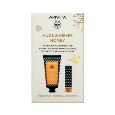 Apivita Hand Cream Intensive Moisturizing Hyaluronic Acid & Honey  Κρέμα Χεριών Εντατικής Ενυδάτωσης 50ml & Lip Care Honey Bio-Eco Ενυδατικό Στικ Χειλιών με Μέλι & Bιταμίνη Ε 4.4g