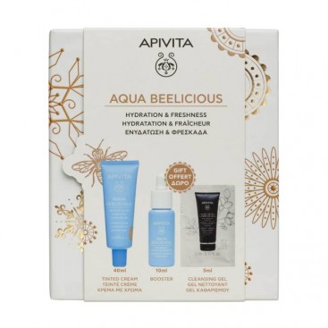 Apivita Aqua Beelicious Hydrating Fluid Cream SPF30 Tinted Λεπτόρρευστη Κρέμα Ενυδάτωσης με Χρώμα 40ml & Black Detox Μαύρο Gel Καθαρισμού για Πρόσωπο & Μάτια 5ml & Booster Αναζωογόνησης και Ενυδάτωσης 10ml