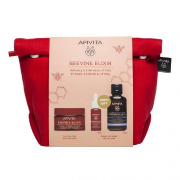 Apivita Beevine Elixir Wrinkle & Firmness Lift Cream Rich Αντιρυτιδική Κρέμα για Σύσφιξη + Lifting Πλούσιας Υφής 50ml & Δώρο Mini Beevine Elixir Ορός Προσώπου 10ml & Mini Αφρός Καθαρισμού για Πρόσωπο και Μάτια 75ml