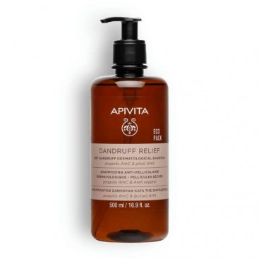 Apivita Dandruff Relief Shampoo Eco Pack 500ml | Δερματολογικό Σαμπουάν κατά της Ξηροδερμίας με Propolis AMC & Φυτικό AHA 