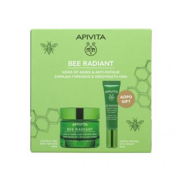 Apivita Bee Radiant Cream, Rich Texture Κρέμα Πλούσιας Υφής 50ml & Δώρο Bee Radiant Eye Cream  Κρέμα Ματιών 15ml