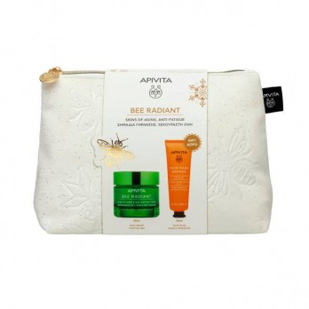 Apivita Bee Radiant Cream, Rich Texture Κρέμα για Σημάδια Γήρανσης & Ξεκούραστη Όψη, Πλούσιας Υφής 50ml & Δώρο Face Mask Μάσκα Λάμψης Προσώπου με Πορτοκάλι για Όλους τους Τύπους Επιδερμίδας 50ml