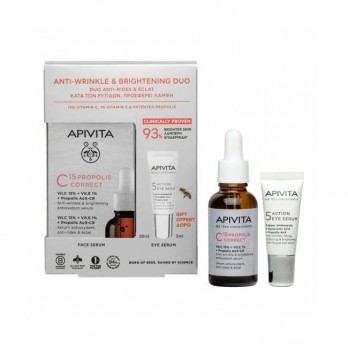 Apivita C15 Propolis Correct Serum Αντιρυτιδικός & Αντιοξειδωτικός Ορός Λάμψης 30ml & Δώρο Ορός Ματιών 5 Action Eye Serum 5ml 