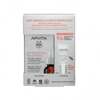 Apivita C15 Propolis Correct Serum Αντιρυτιδικός & Αντιοξειδωτικός Ορός Λάμψης 30ml & Δώρο Ορός Ματιών 5 Action Eye Serum 5ml 