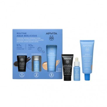 Apivita Aqua Beelicious Hydrating Fluid Cream SPF30 Tinted Λεπτόρρευστη Κρέμα Ενυδάτωσης με Χρώμα 40ml & Δώρο Μαύρο Gel Καθαρισμού 15ml & Δώρο Booster Αναζωογόνησης & Ενυδάτωσης 10ml