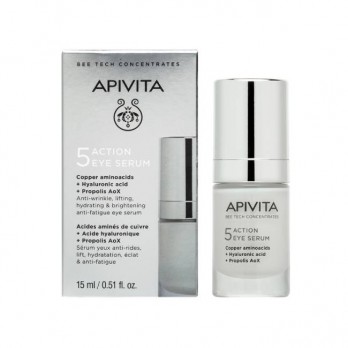 Apivita 5 Αction Eye Serum 15ml | Αντιρυτιδικός, Συσφικτικός & Ενυδατικός Όρος Ματιών για Ξεκούραστο, Φωτεινό Βλέμμα