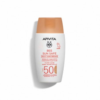 Apivita Bee Sun Safe Daily Age Repair SPF50 Tinted 50ml | Λεπτόρρευστη Αντηλιακή Κρέμα Προσώπου Λάμψης για Ρυτίδες & Πανάδες με Χρώμα