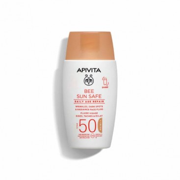 Apivita Bee Sun Safe Daily Age Repair SPF50 Tinted 50ml | Λεπτόρρευστη Αντηλιακή Κρέμα Προσώπου Λάμψης για Ρυτίδες & Πανάδες με Χρώμα