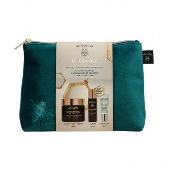 Apivita Queen Bee Longevity Rich Cream Πλούσια Βελούδινη Κρέμα για Δράση σε 12 Δείκτες Νεότητας 50ml & Δώρο Longevity Serum Ορός Προσώπου 10ml & Δώρο 5 Action Eye Serum Ορός Ματιών 5ml