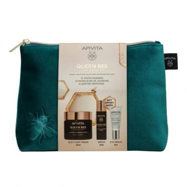 Apivita Queen Bee Longevity Light Cream Ελαφριά Μεταξένια Κρέμα για Δράση σε 12 Δείκτες Νεότητας 50ml & Δώρο Longevity Serum Ορός Προσώπου 10ml & Δώρο 5 Action Eye Serum Ορός Ματιών 5ml