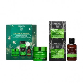 Apivita Bee Radiant Gel-Cream, Light Texture Κρέμα-Gel για Σημάδια Γήρανσης & Ξεκούραστη Όψη, Ελαφριάς Υφής 50ml & Δώρο Tonic Mountain Tea Αφρόλουτρο 75ml & Δώρο Express Beauty Μάσκα Προσώπου Αλόη 2x8ml