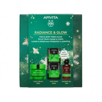 Apivita Bee Radiant Gel-Cream, Light Texture Κρέμα-Gel για Σημάδια Γήρανσης & Ξεκούραστη Όψη, Ελαφριάς Υφής 50ml & Δώρο Tonic Mountain Tea Αφρόλουτρο 75ml & Δώρο Express Beauty Μάσκα Προσώπου Αλόη 2x8ml