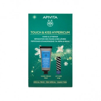 Apivita Hand Cream Dry Chapped Hands Hypericum & Beeswax Κρέμα Χεριών με Βάλσαμο & Μελισσοκέρι 50ml & Apivita Lip Care με Βούτυρο Κακάο Spf20 4.4g 