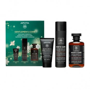 Apivita Men's Care After Shave Ενυδατικό After Shave κατά των Ερεθισμών 100ml & Black Detox Μαύρο Gel Καθαρισμού για Πρόσωπο - Μάτια 50ml & Δώρο Men's Care Hair & Body Wash Σαμπουάν & Αφρόλουτρο για Άντρες 250ml