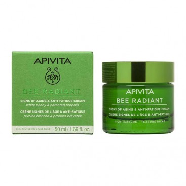 Apivita Bee Radiant Cream, Rich Texture 50ml | Κρέμα για Σημάδια Γήρανσης & Ξεκούραστη Όψη,Πλούσιας Υφής