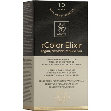 Apivita My Color Elixir 1.0 Black | Μόνιμη Βαφή Μαλλιών 1.0 Μαύρο