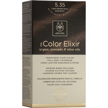 Apivita My Color Elixir 5.35 Light Brown Gold Mahogany | Μόνιμη Βαφή Μαλλιών 5.35 Καστανό Ανοιχτό Μελί Μαονί