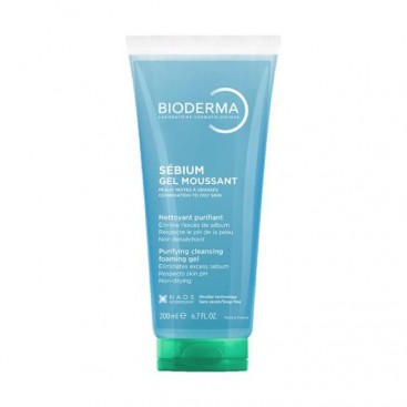 Bioderma Sebium Gel Moussant 200ml | Απαλό Αφρίζον Τζελ Καθαρισμού για Μικτές και Λιπαρές Επιδερμίδες 