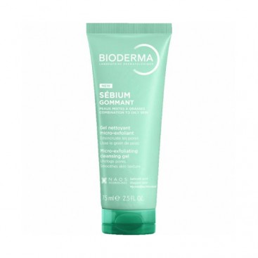 Bioderma Sebium Gommant 75ml | Απολεπιστικό Καθαριστικό Τζελ για Μικτό προς Λιπαρό Δέρμα με Τάση Ακμής