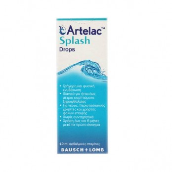 Bausch & Lomb Artelac Splash Drops 10ml | Λιπαντικές Οφθαλμικές Σταγόνες με Υαλουρονικό Οξύ